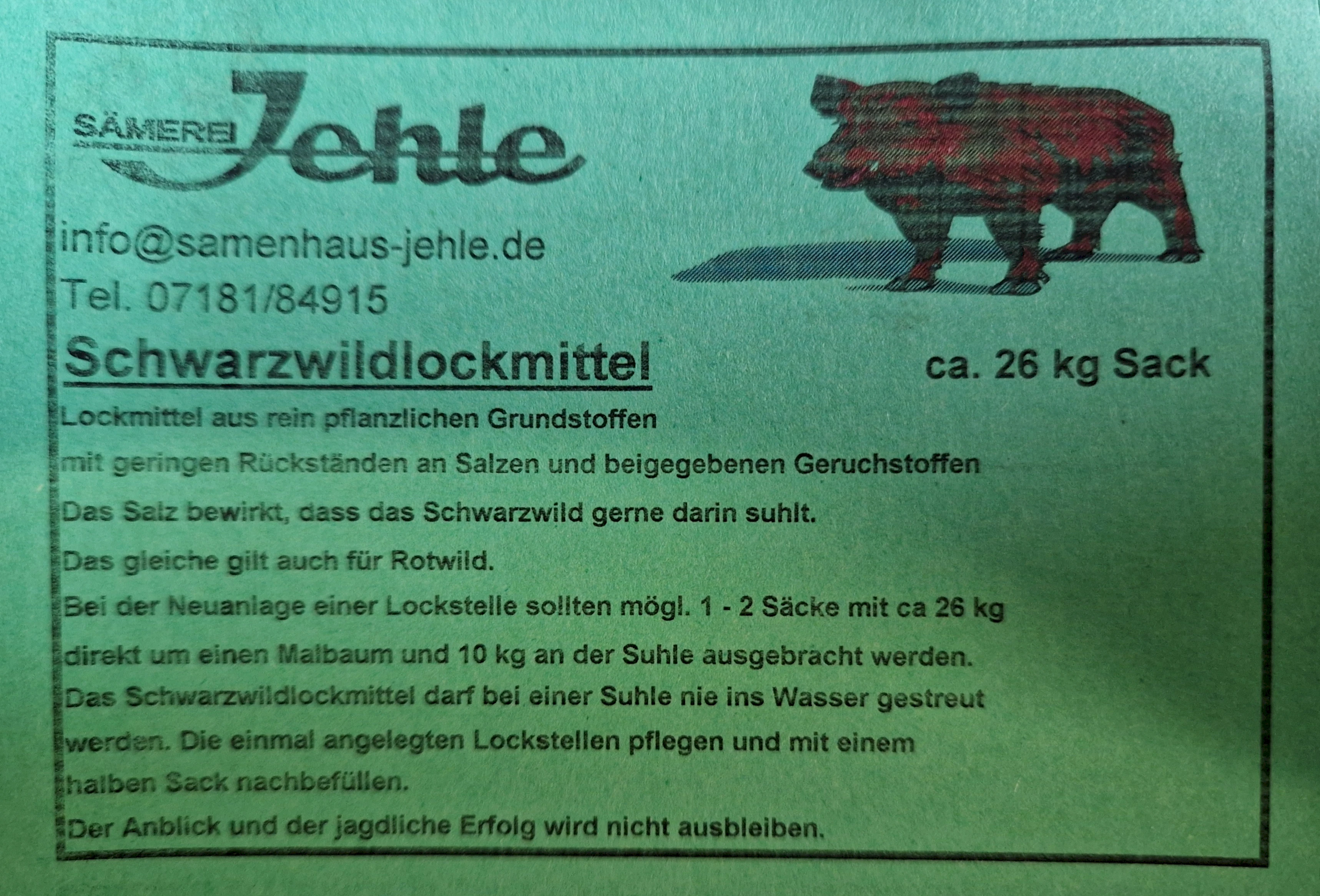 Schwarzwild-Lockmittel - Wildackerberatungsstelle Jehle. Alles für den ...